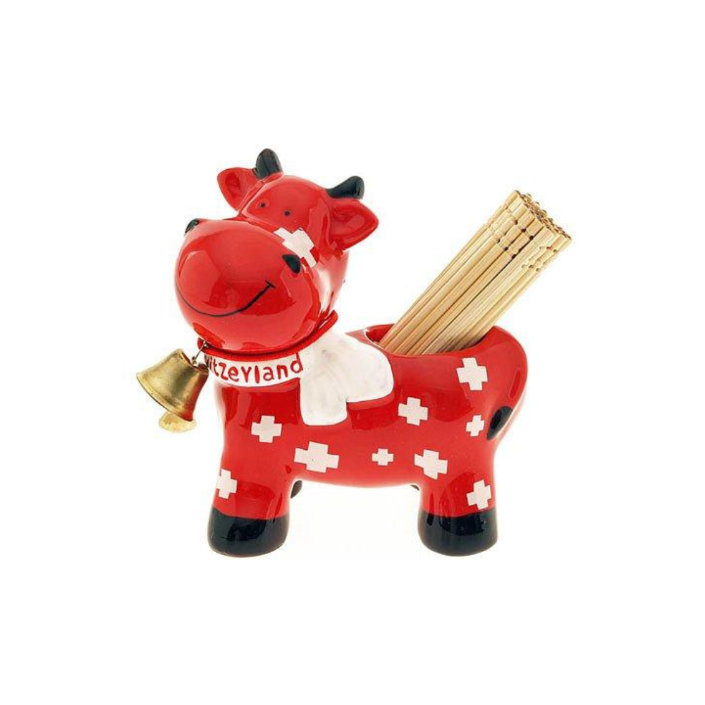 Zahnstocher Kuh Porzellan mit Glocke