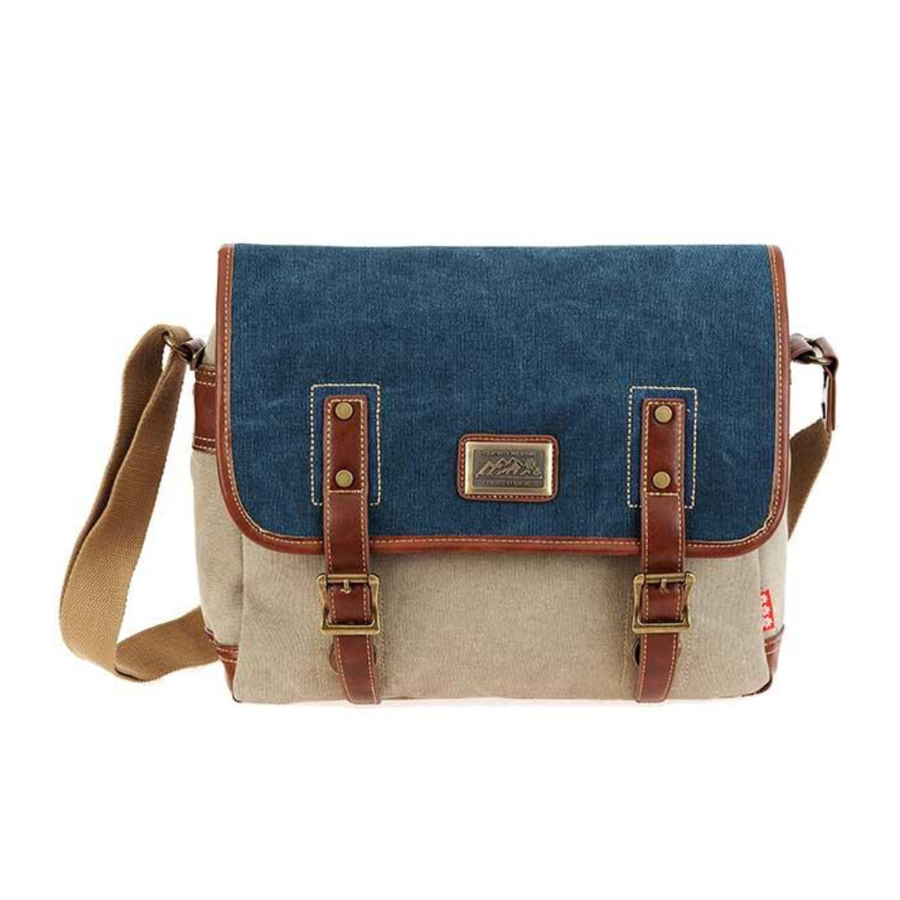 Umhängetasche Blau & Beige