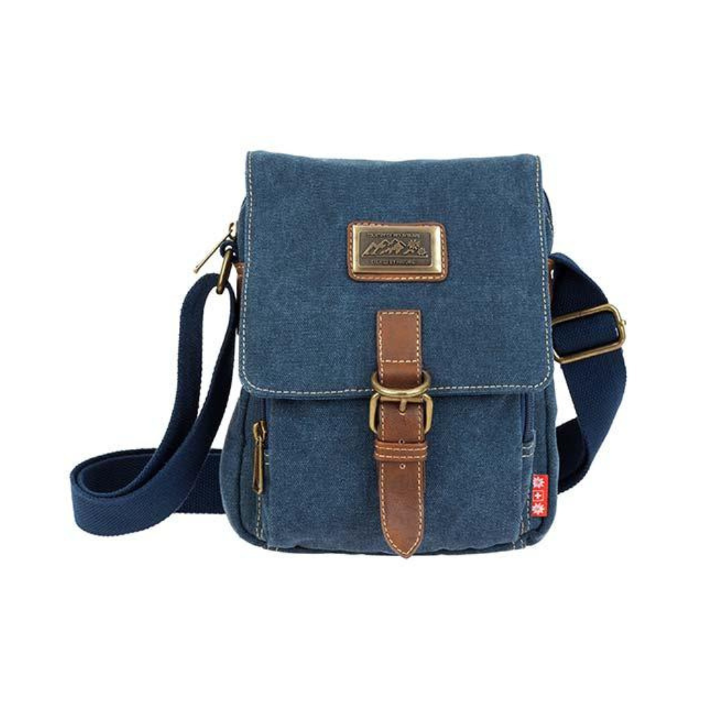 Kleine blaue Umhängetasche